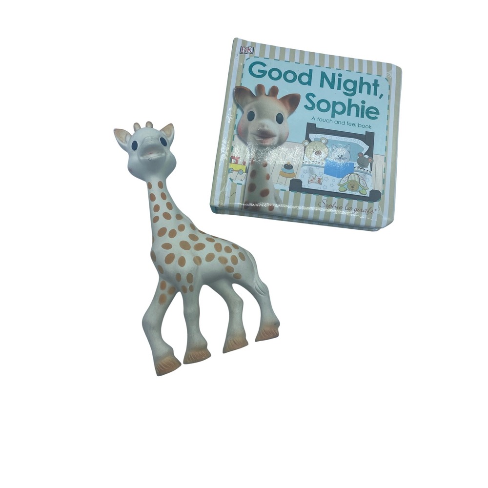 Sophie la Girafe Natural Rubber Teether Toy & Good Night Sophie Board Book Set